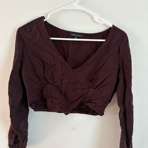 Burgundy cropped PacSun blouse